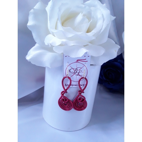 Boucles d'oreilles fil d'aluminium rouge les bijoux alu'cie