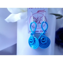 Boucles d'oreilles fil d'aluminium turquoise les bijoux alu'cie