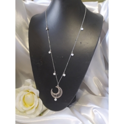 Collier long lune argent