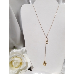 Collier long lune et coeur