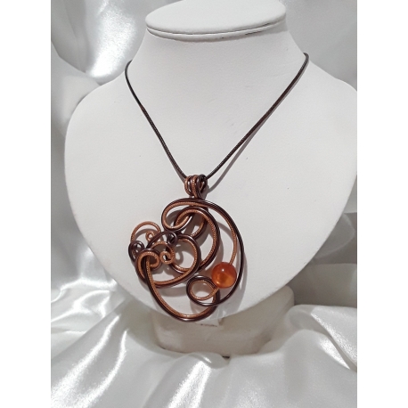 Collier pendentif perle orange